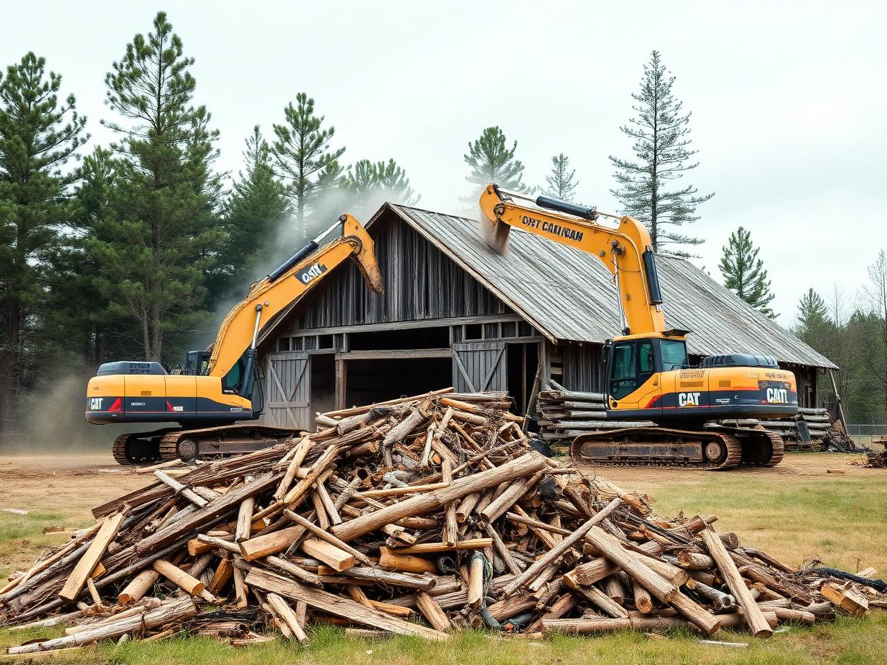 Demolition work on a rural property near Ocala, Florida