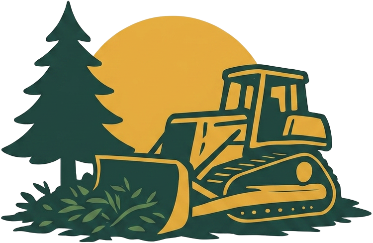 E & C Hope Enterprises logo: dozer clearing brush at sunrise
